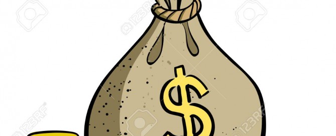 Cartoon image of Money bag Icon. Money symbol. An artistic freehand picture.